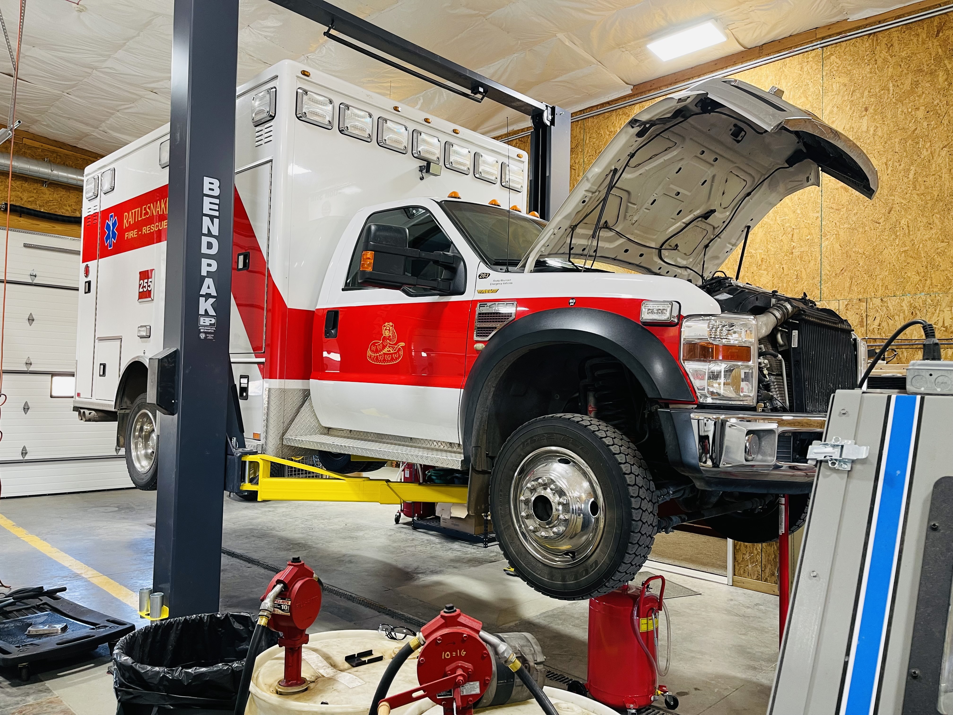 Ambulance on lift