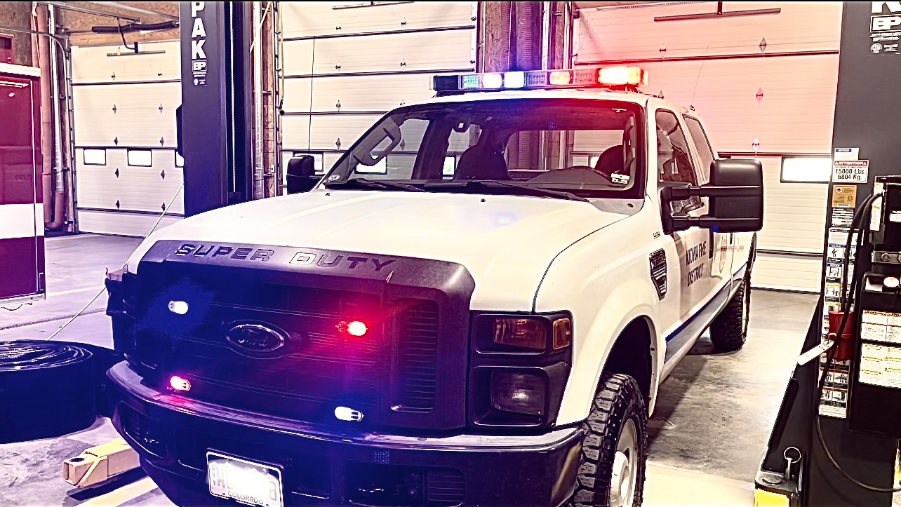 Testing the emergency lights on Kiowa Fire's support truck