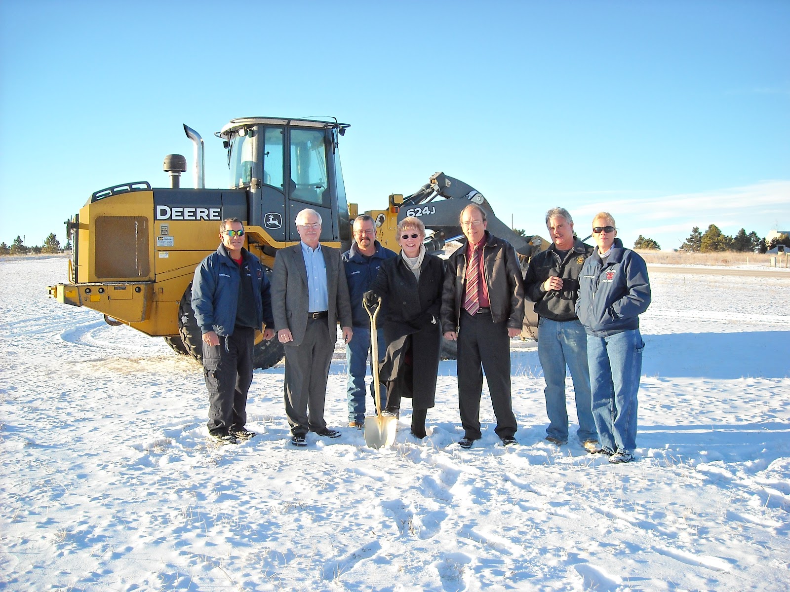 Groundbreaking on 1/13/2009 pictured left to right is Ed Carrizales, Jim White, Bryan Bowen, Hope Goetz, Robert O'Halloran, David Quatrochi, and Terry Carrizales