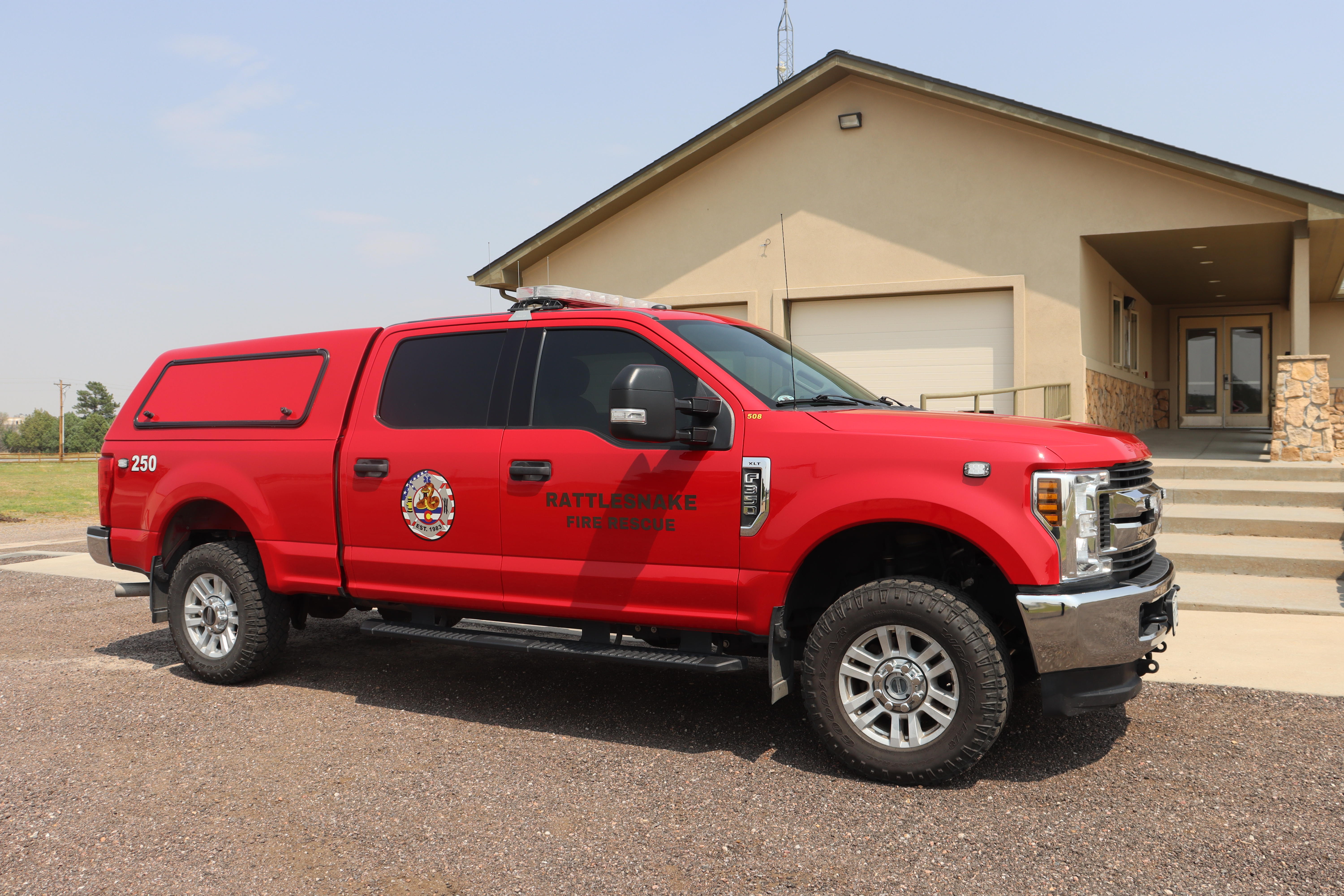 Command 250 parked in front of the Training Center - Administration Building