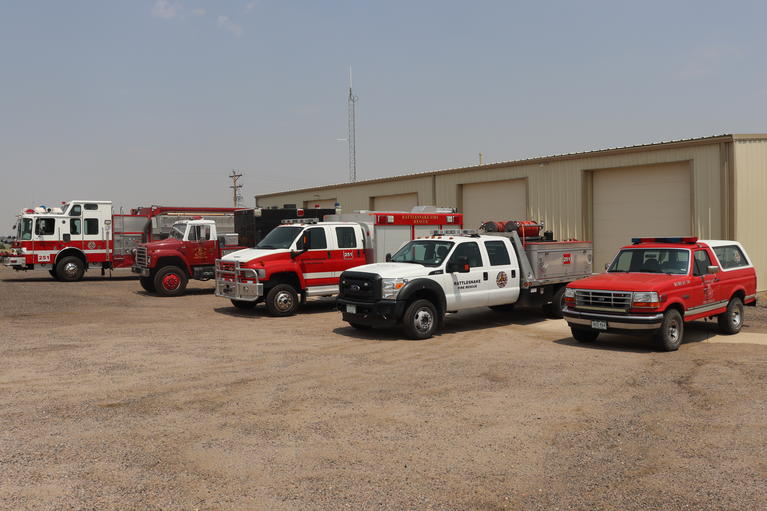 All station 251 apparatus parked in front of station 251.