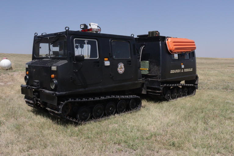 Picture of the Tracked Rescue Vehicle in a field